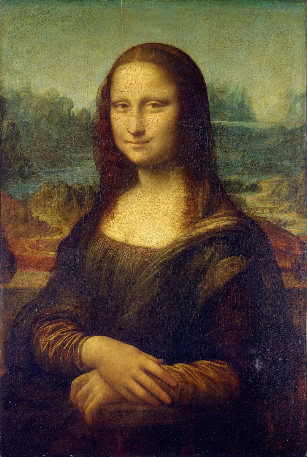 The original Mona Lisa painting by Leonardo da Vinci.